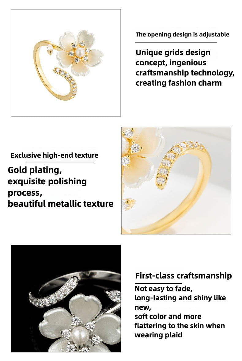 Elegant Open-Adjustable Gold Ring with a Delicate Flower Design – Perfect for Everyday Chic or Special Occasions.