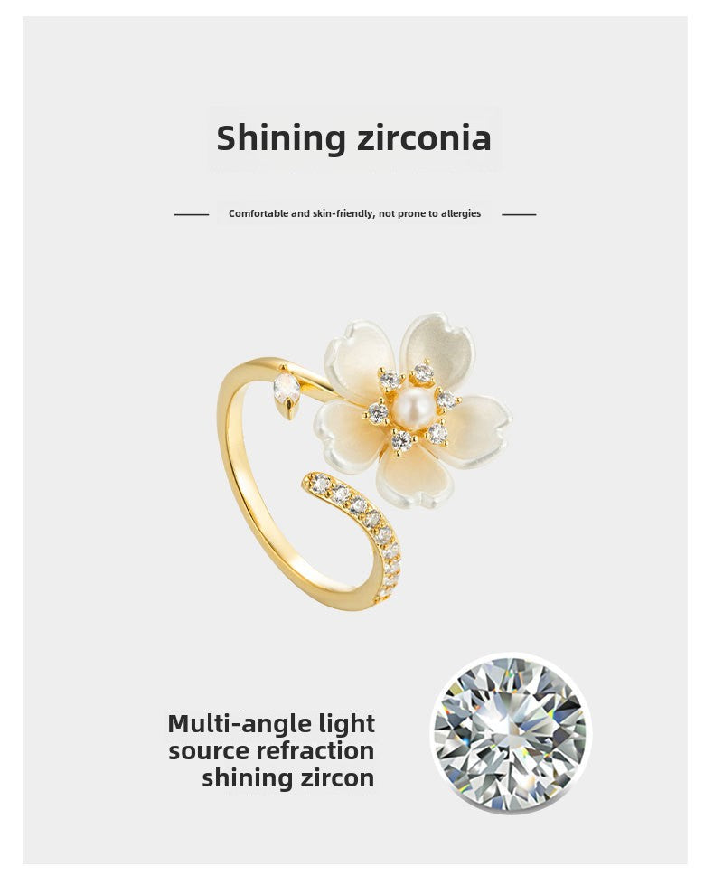 Elegant Open-Adjustable Gold Ring with a Delicate Flower Design – Perfect for Everyday Chic or Special Occasions.